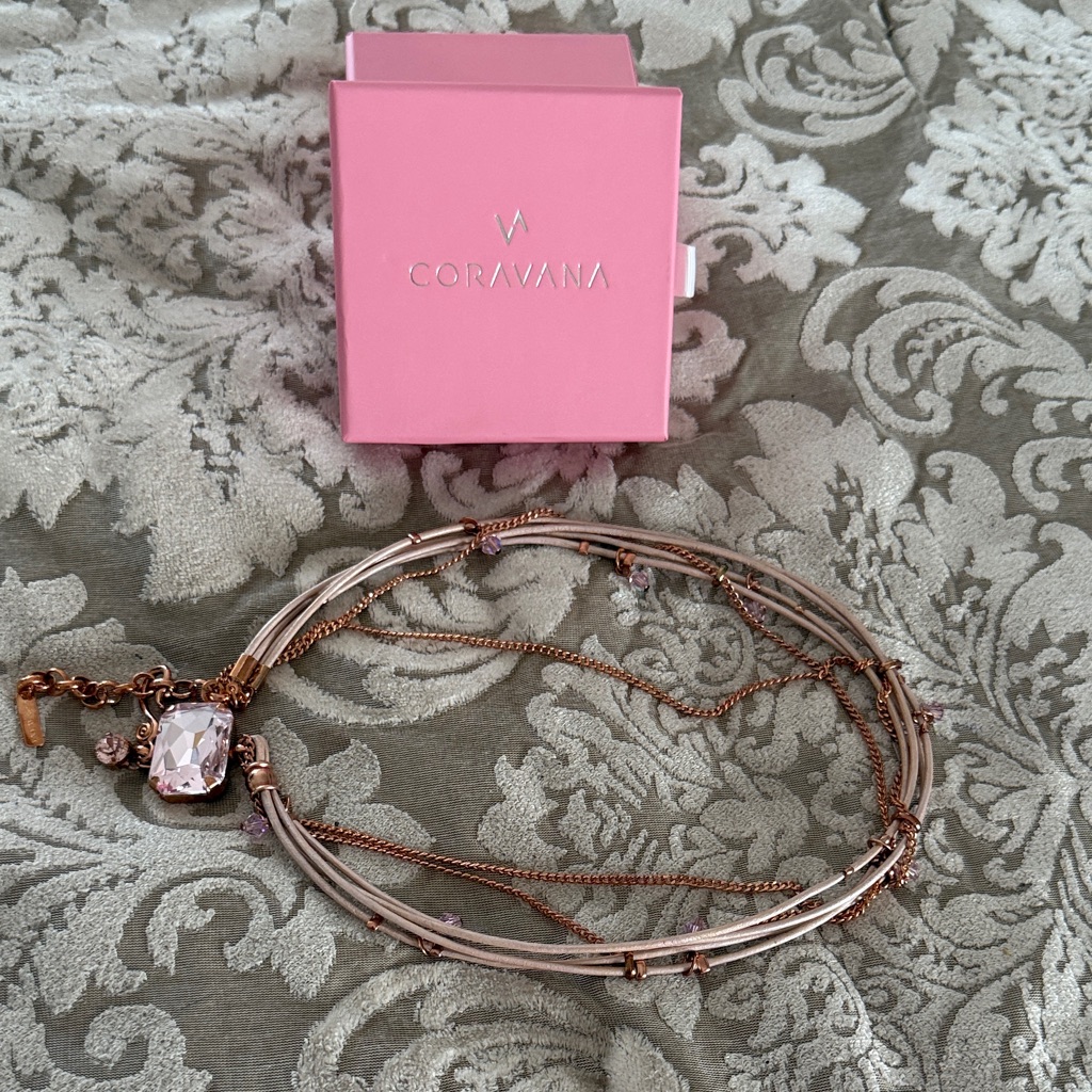 Coravana Rose Gold Necklace With Pink Accents- New With Box
